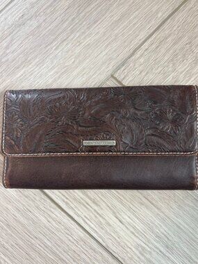 Vintage Nine West Embossed Brown Leather Wallet